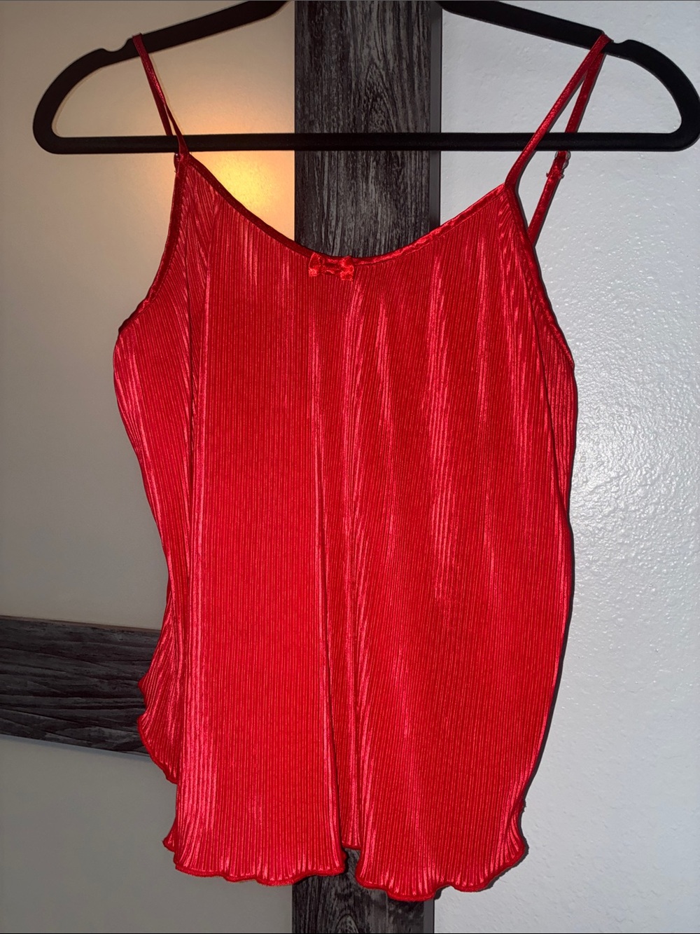Tryst Red Pleated Spaghetti Strap Chemise